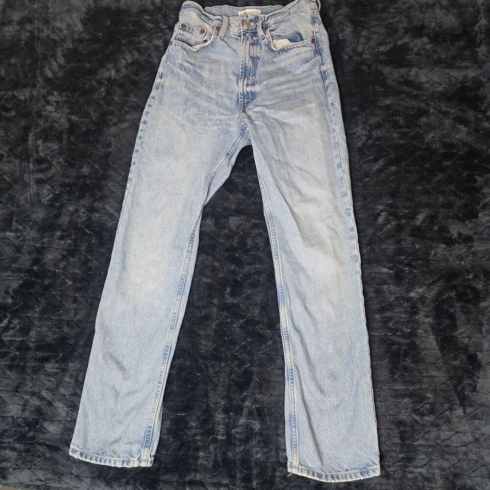 ZARA Women's High Waisted Straight Leg Denim Jeans - Size 4